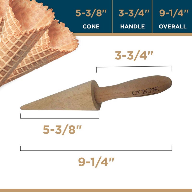 O'Creme Pizzelle Roller/Krumkake Cone/Ice Cream Cone Mold, 9.25 Inches Strong and Smooth - Beechwood - Image 3